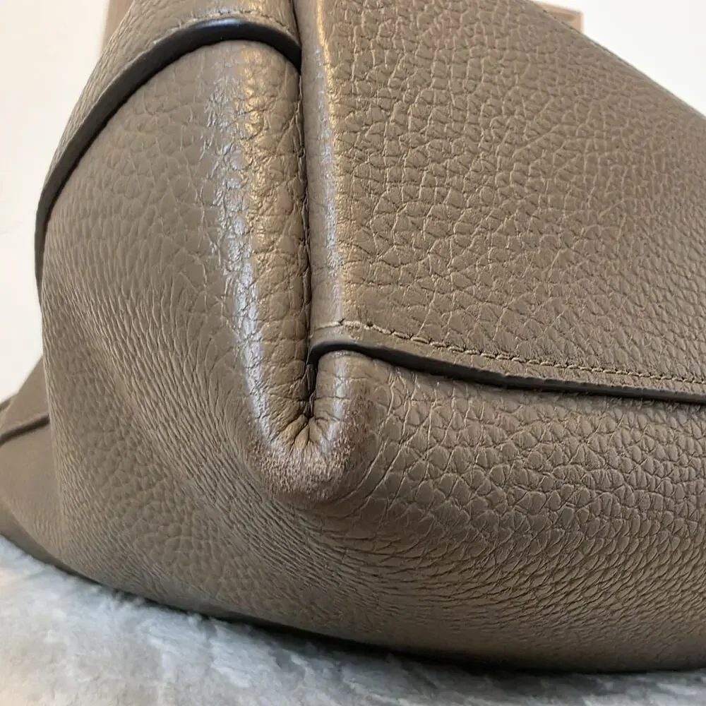 Coach Large Laurel Pebbled Leather Stone Gold Hardware
